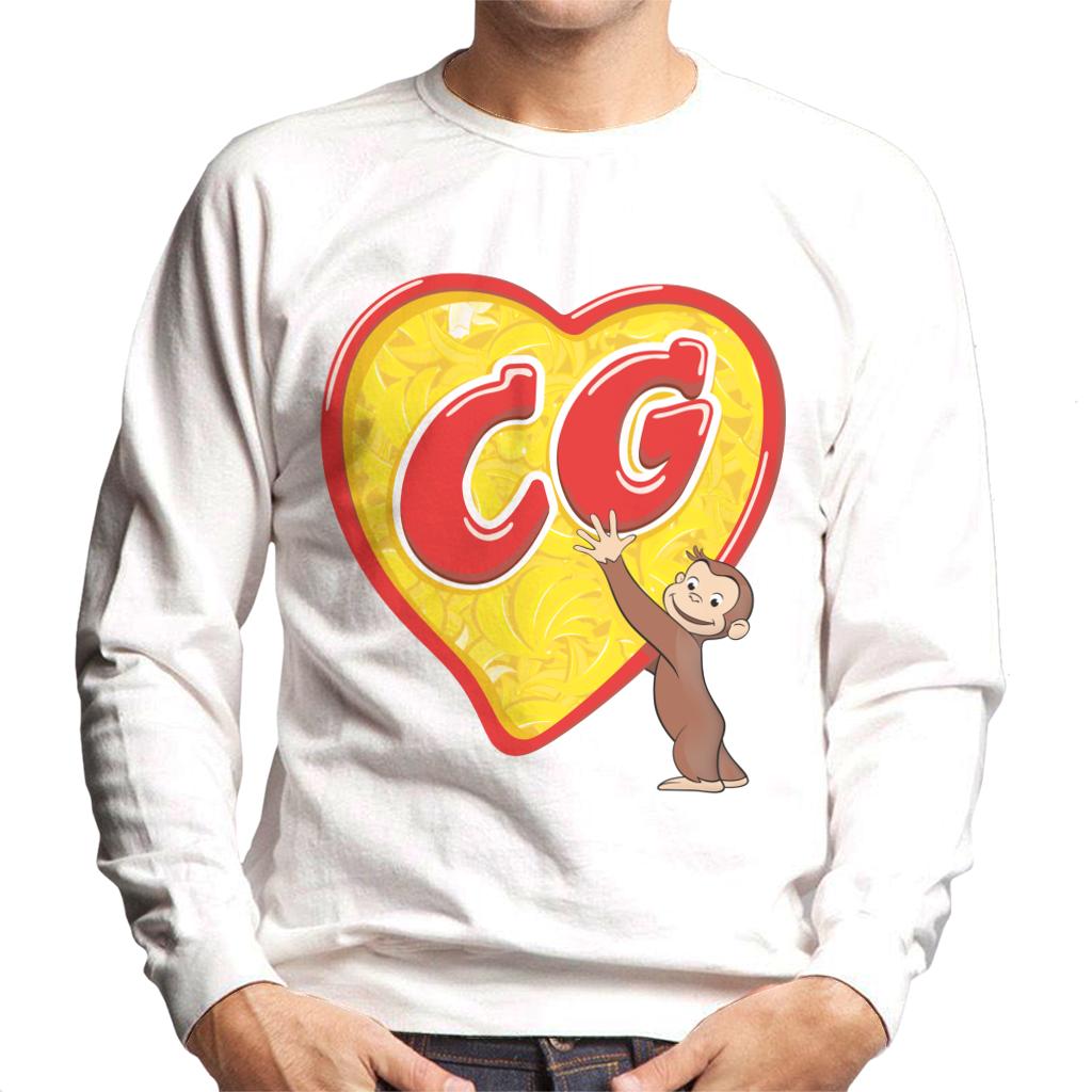 Curious George C G Love Heart Men's Sweatshirt-ALL + EVERY