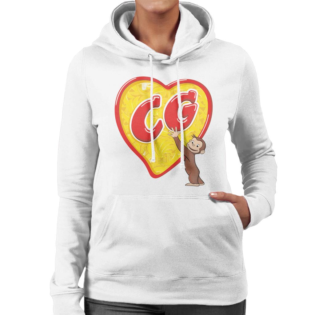 Curious George C G Love Heart Women's Hooded Sweatshirt-ALL + EVERY