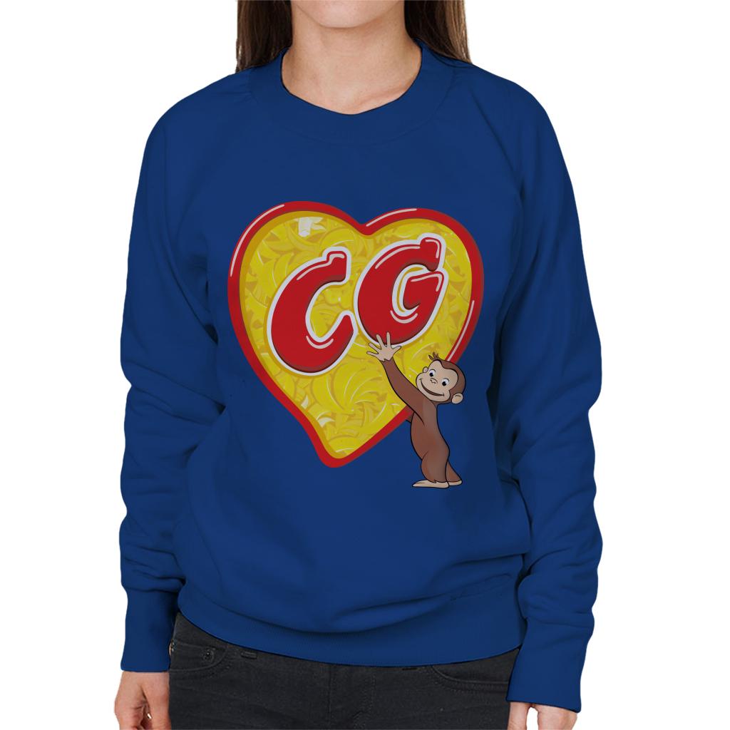 Curious George C G Love Heart Women's Sweatshirt-ALL + EVERY