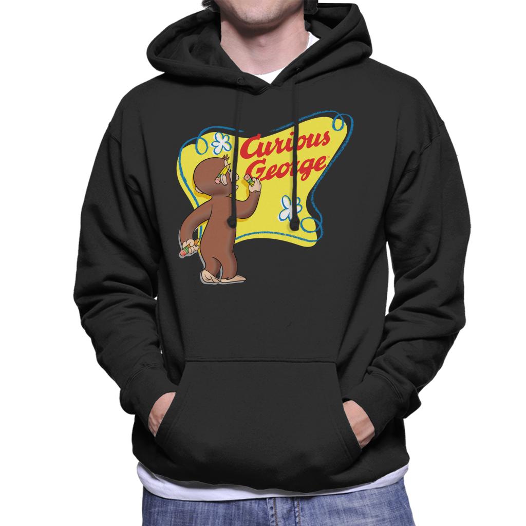 Curious George Writing His Name Men's Hooded Sweatshirt-ALL + EVERY