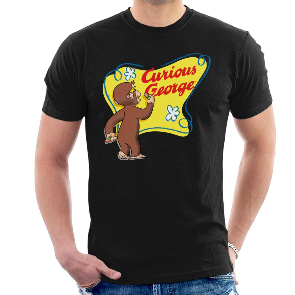 Curious George Writing His Name Men's T-Shirt-ALL + EVERY