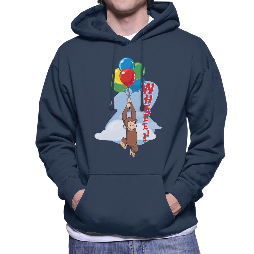 Curious George Floating On Balloons Men's Hooded Sweatshirt-ALL + EVERY