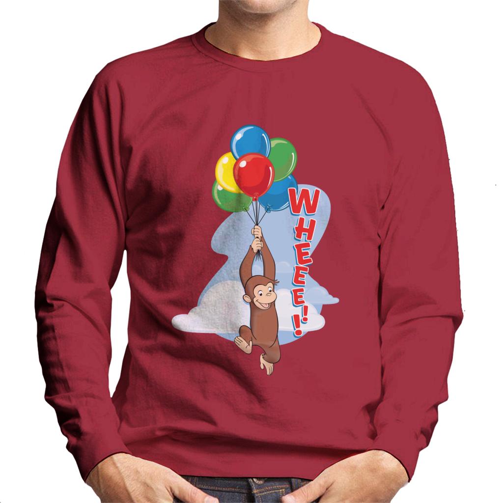 Curious George Floating On Balloons Men's Sweatshirt-ALL + EVERY