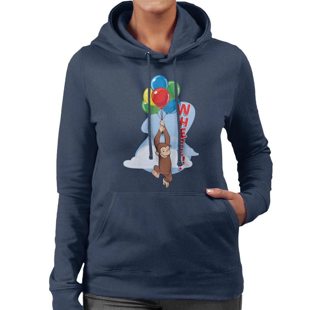 Curious George Floating On Balloons Women's Hooded Sweatshirt-ALL + EVERY