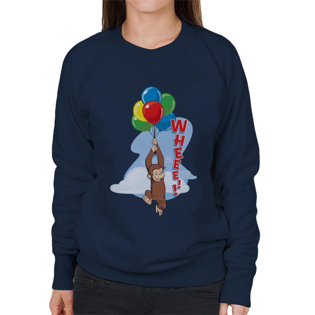 Curious George Floating On Balloons Women's Sweatshirt-ALL + EVERY