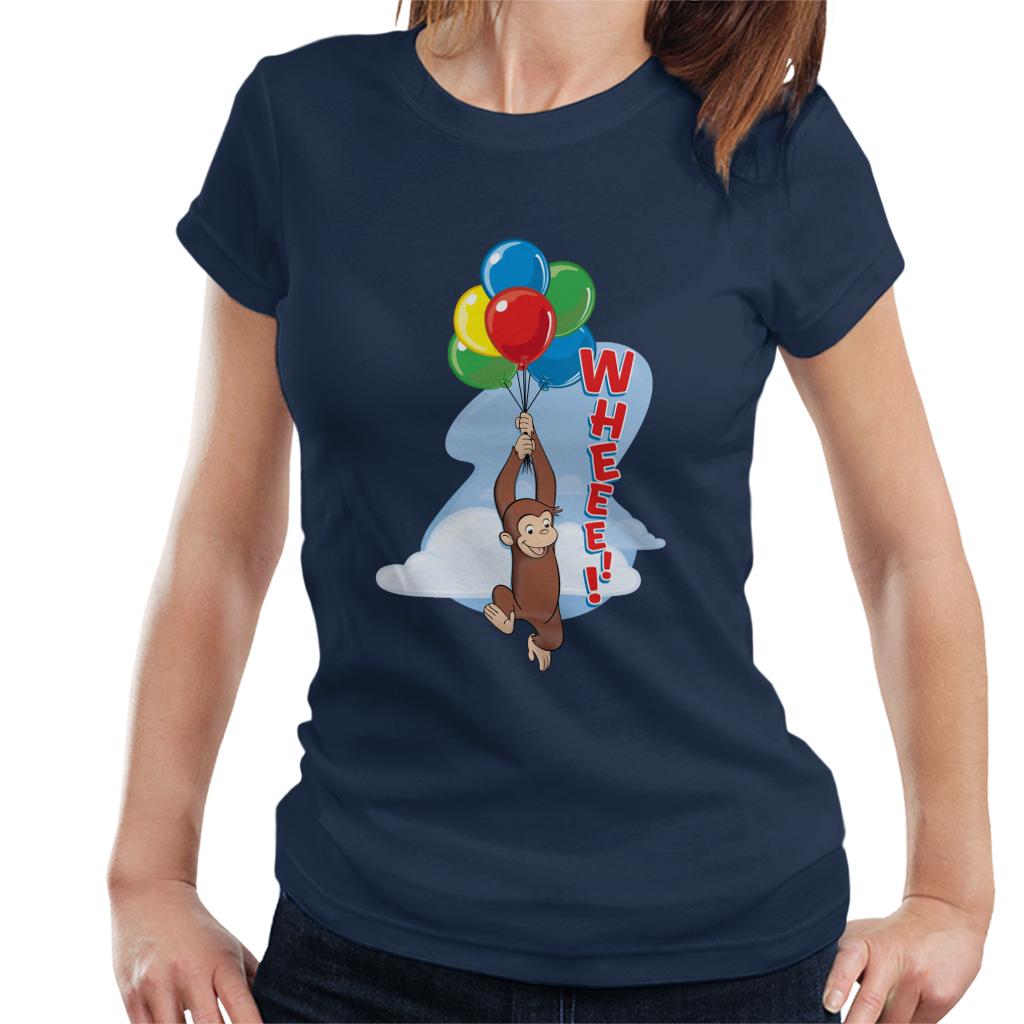 Curious George Floating On Balloons Women's T-Shirt-ALL + EVERY