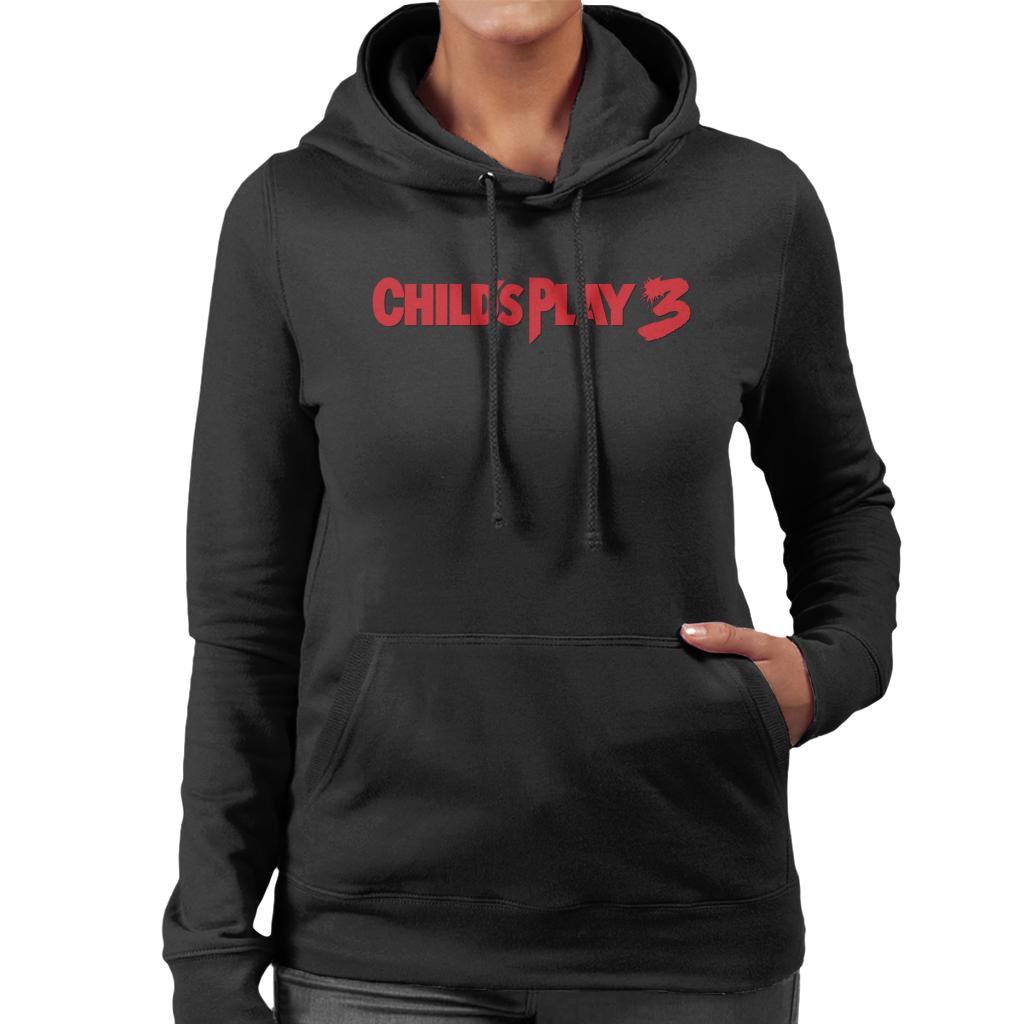 Chucky Childs Play 3 Classic Logo Women's Hooded Sweatshirt-ALL + EVERY