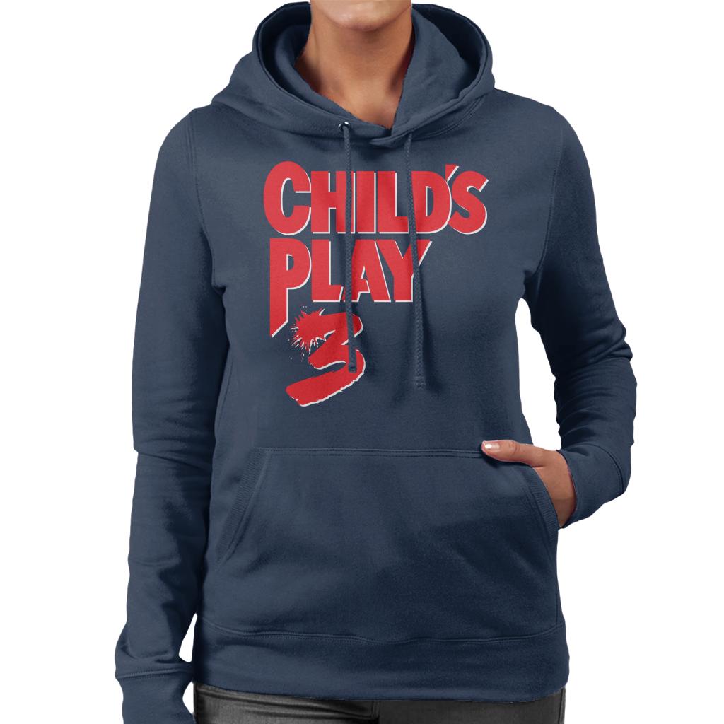 Chucky Childs Play 3 Classic Red Logo Women's Hooded Sweatshirt-ALL + EVERY