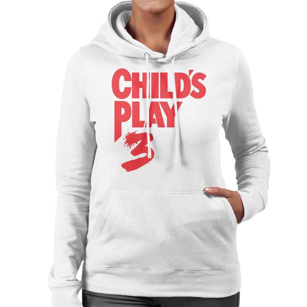 Chucky Childs Play 3 Classic Red Logo Women's Hooded Sweatshirt-ALL + EVERY