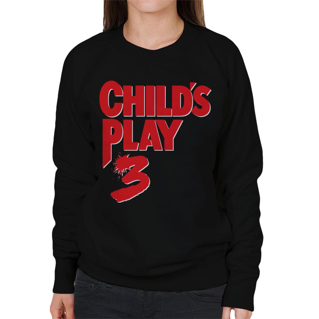 Chucky Childs Play 3 Classic Red Logo Women's Sweatshirt-ALL + EVERY