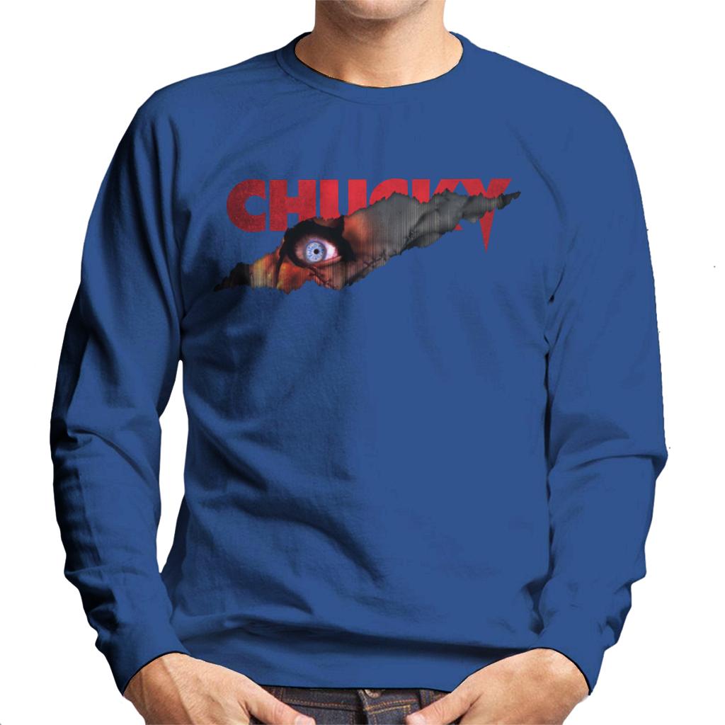 Chucky Menacing Eye Men's Sweatshirt-ALL + EVERY