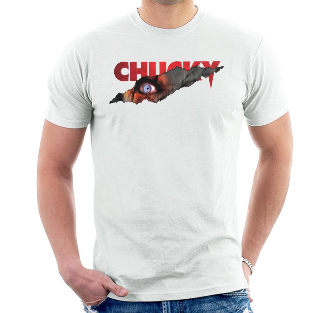 Chucky Menacing Eye Men's T-Shirt-ALL + EVERY