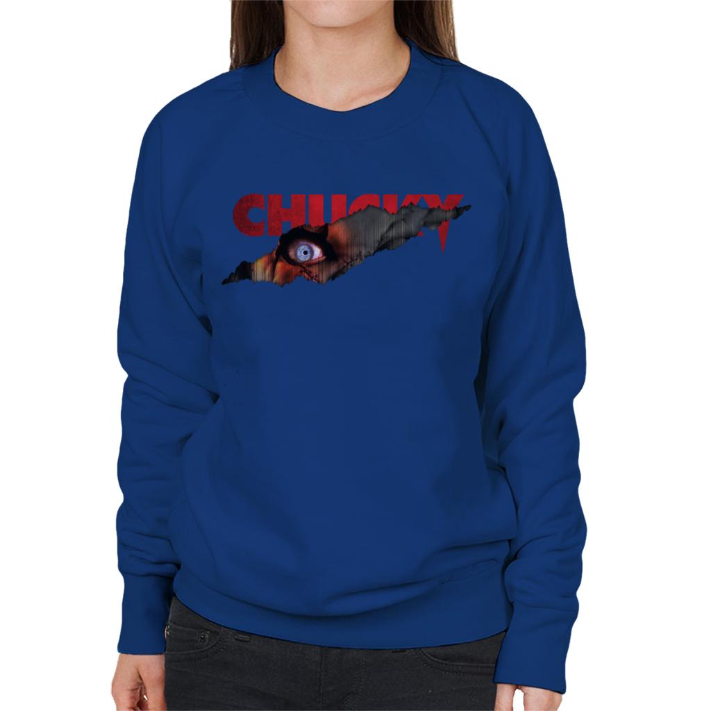 Chucky Menacing Eye Women's Sweatshirt-ALL + EVERY