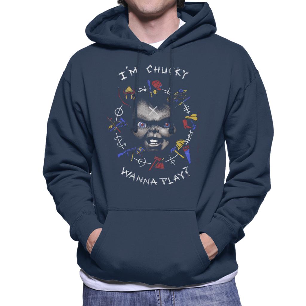 Chucky Im Chucky Wanna Play Quote Men's Hooded Sweatshirt-ALL + EVERY