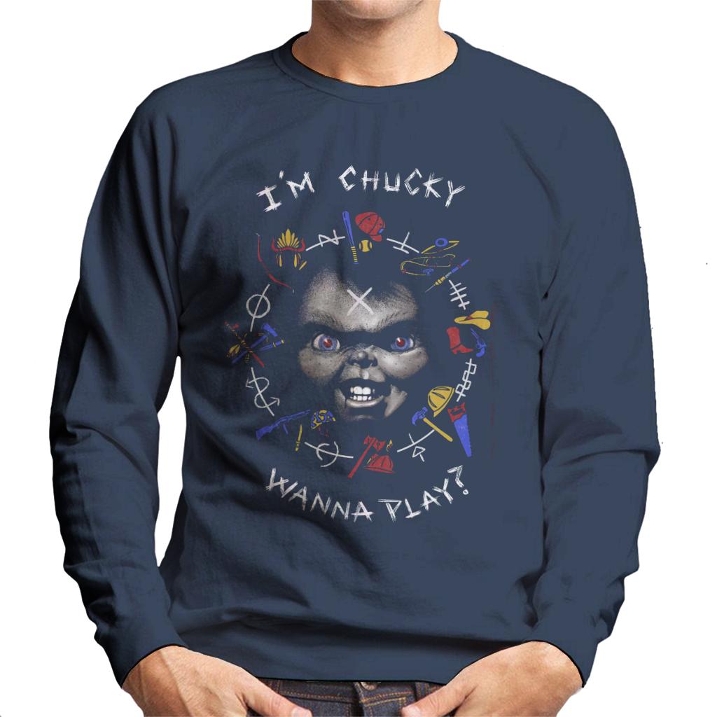 Chucky Im Chucky Wanna Play Quote Men's Sweatshirt-ALL + EVERY