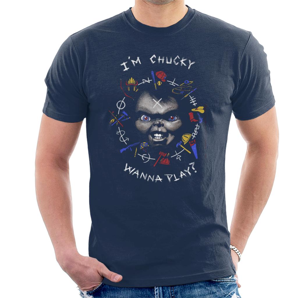 Chucky Im Chucky Wanna Play Quote Men's T-Shirt-ALL + EVERY