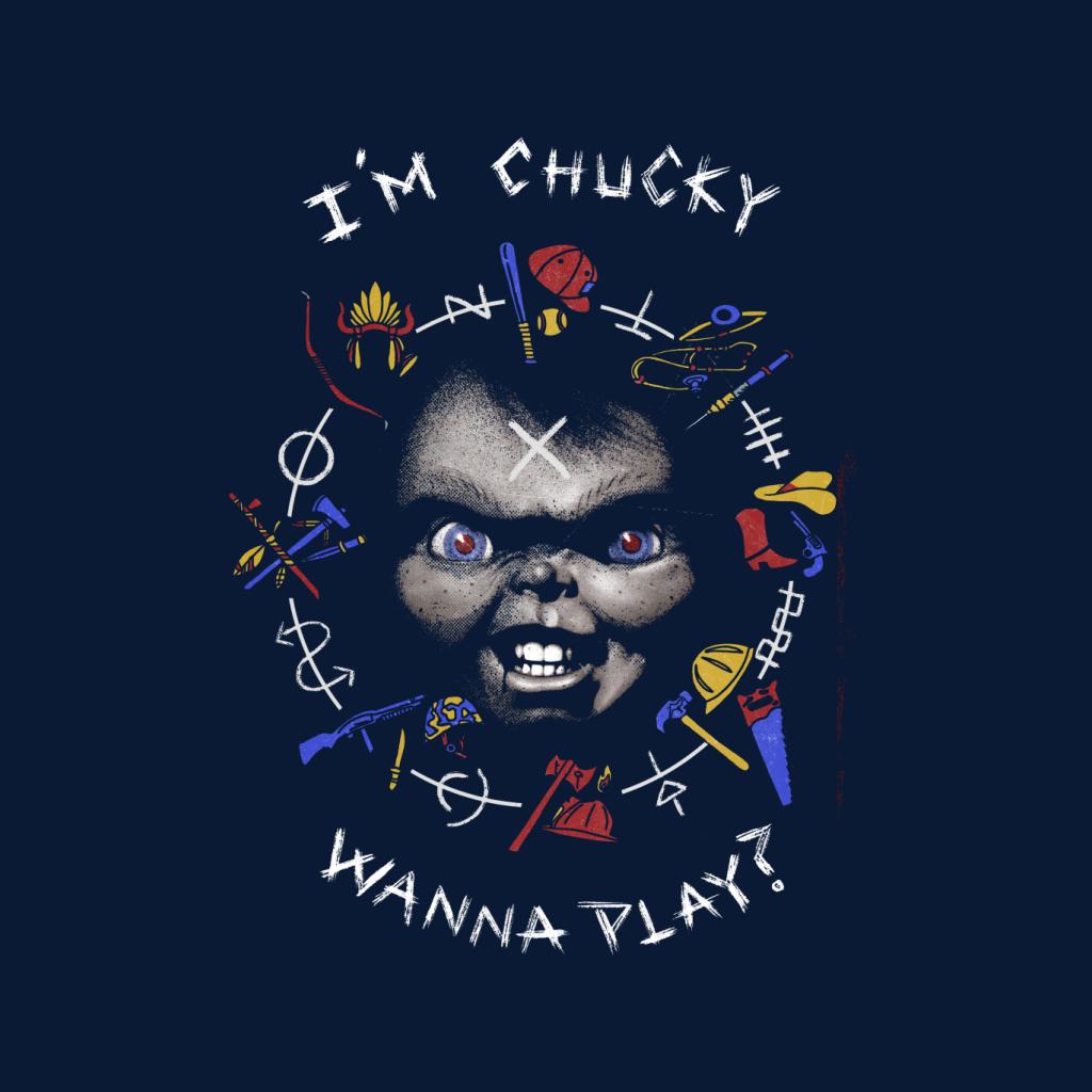 Chucky Im Chucky Wanna Play Quote Men's T-Shirt-ALL + EVERY