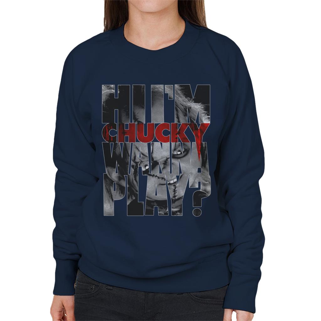 Chucky Hi Im Chucky Scars And Stitches Women's Sweatshirt-ALL + EVERY