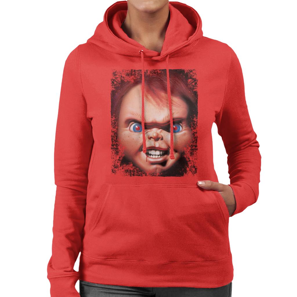 Chucky Face Close Up Women's Hooded Sweatshirt-ALL + EVERY