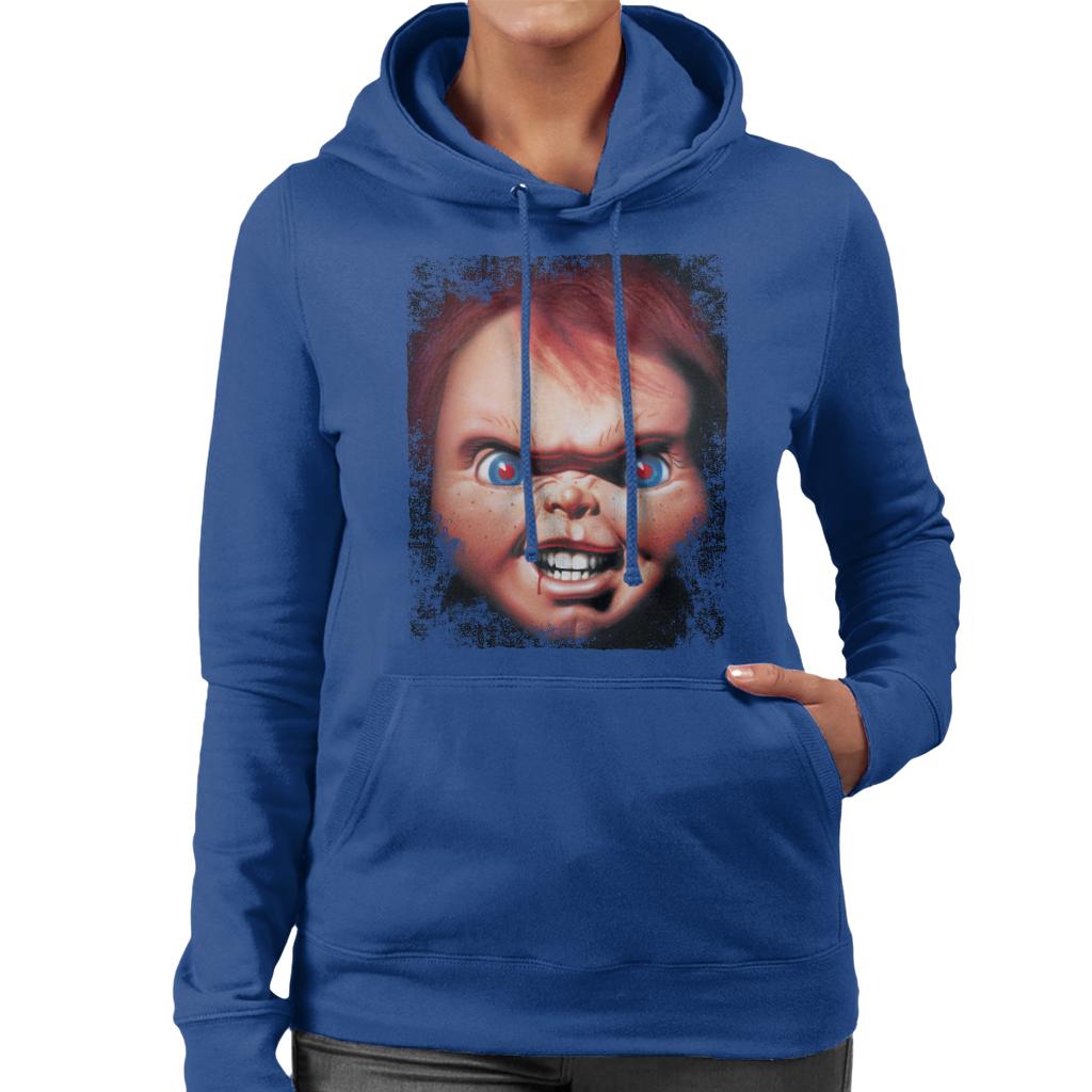 Chucky Face Close Up Women's Hooded Sweatshirt-ALL + EVERY