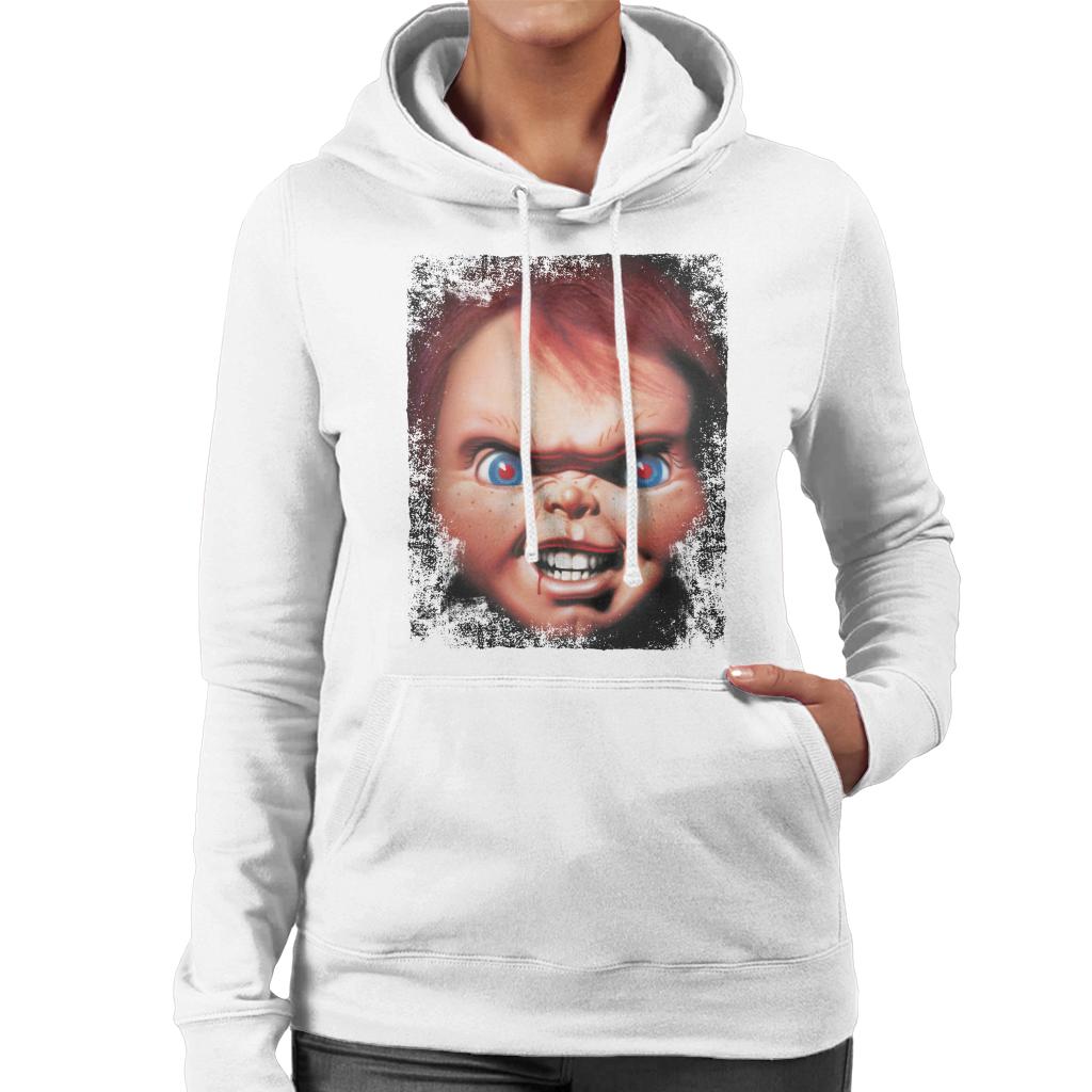 Chucky Face Close Up Women's Hooded Sweatshirt-ALL + EVERY