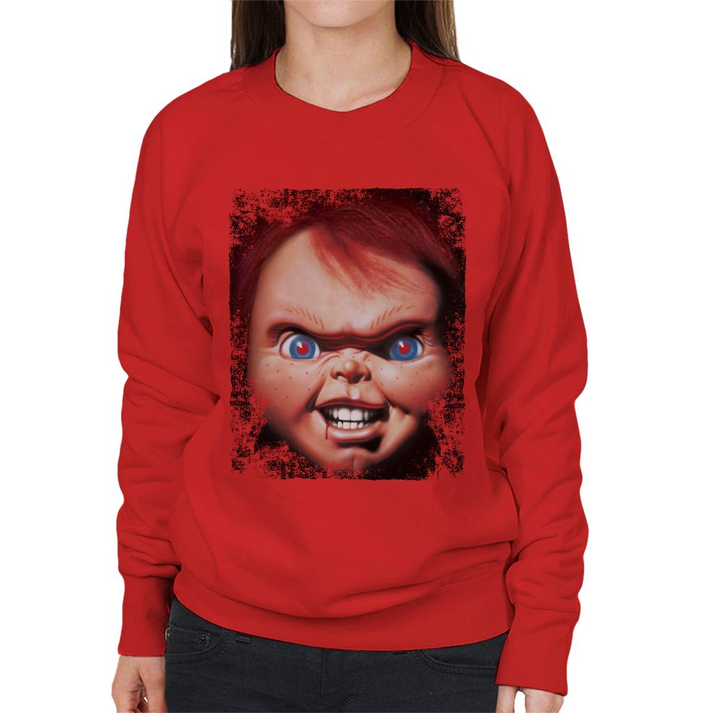 Chucky Face Close Up Women's Sweatshirt-ALL + EVERY