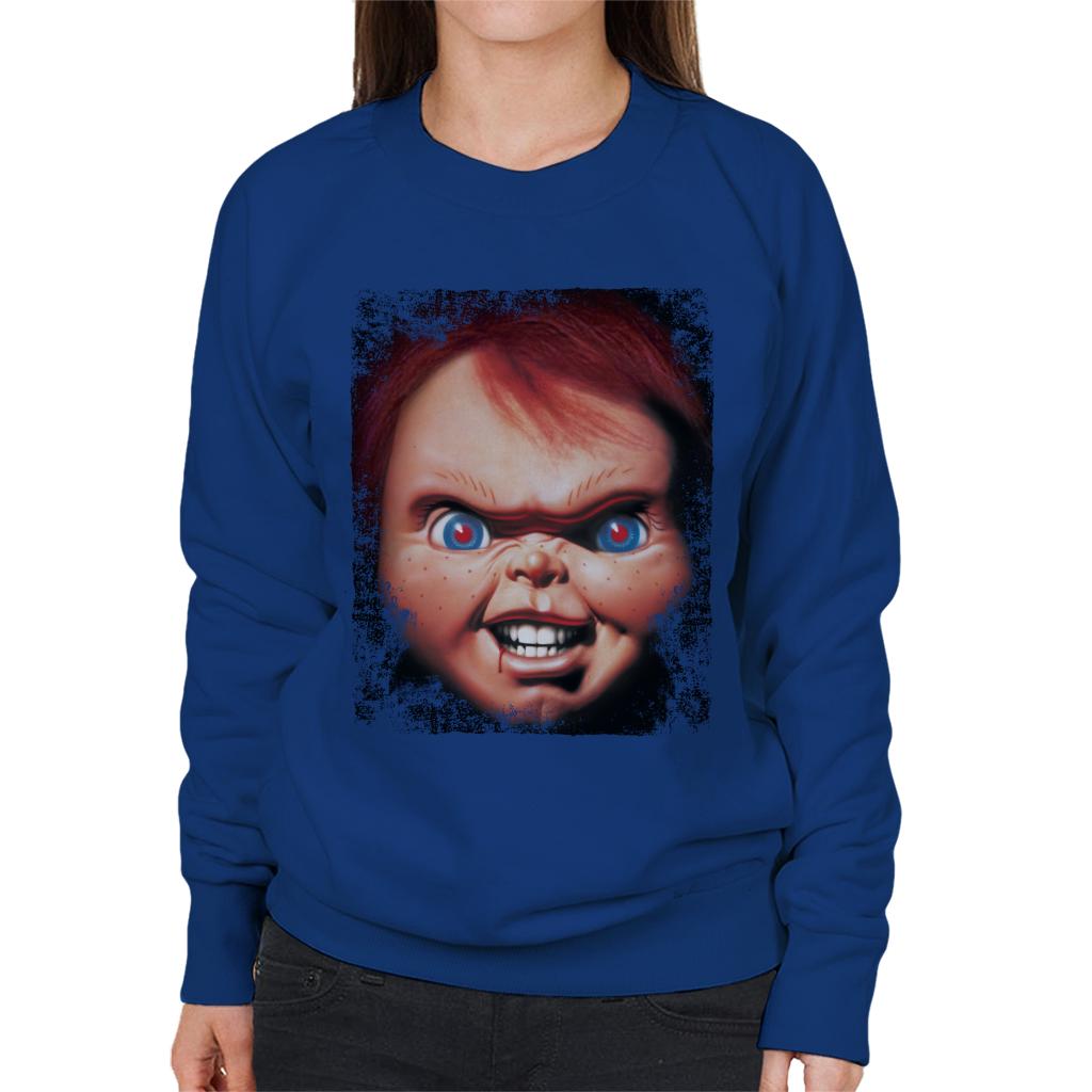 Chucky Face Close Up Women's Sweatshirt-ALL + EVERY