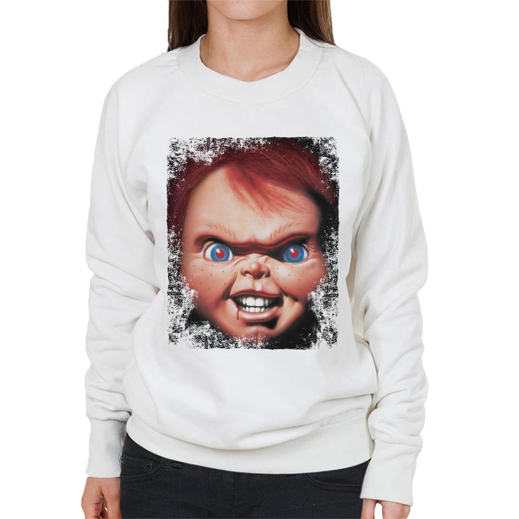 Chucky Face Close Up Women's Sweatshirt-ALL + EVERY