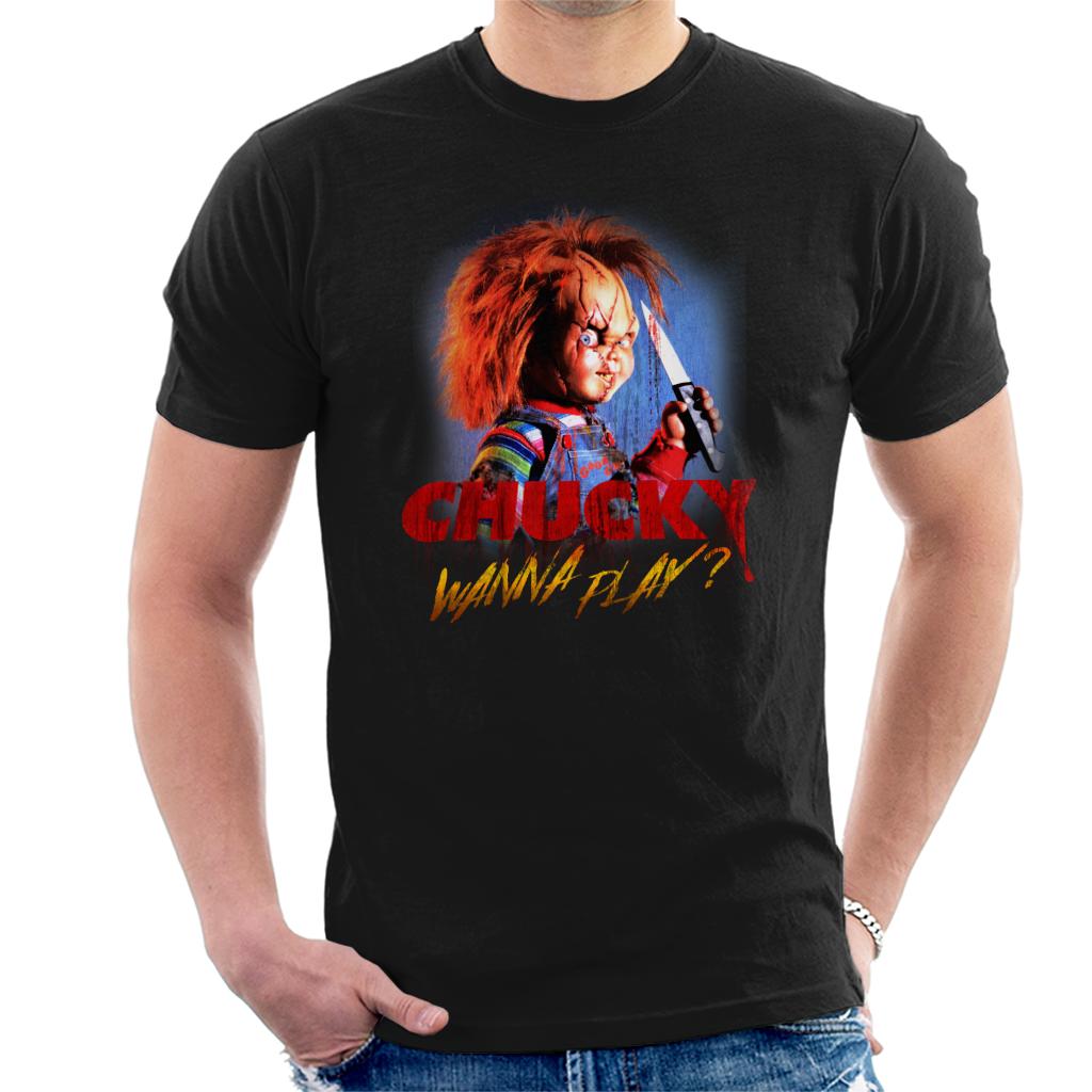 Chucky Wanna Play Crazed Face Men's T-Shirt-ALL + EVERY