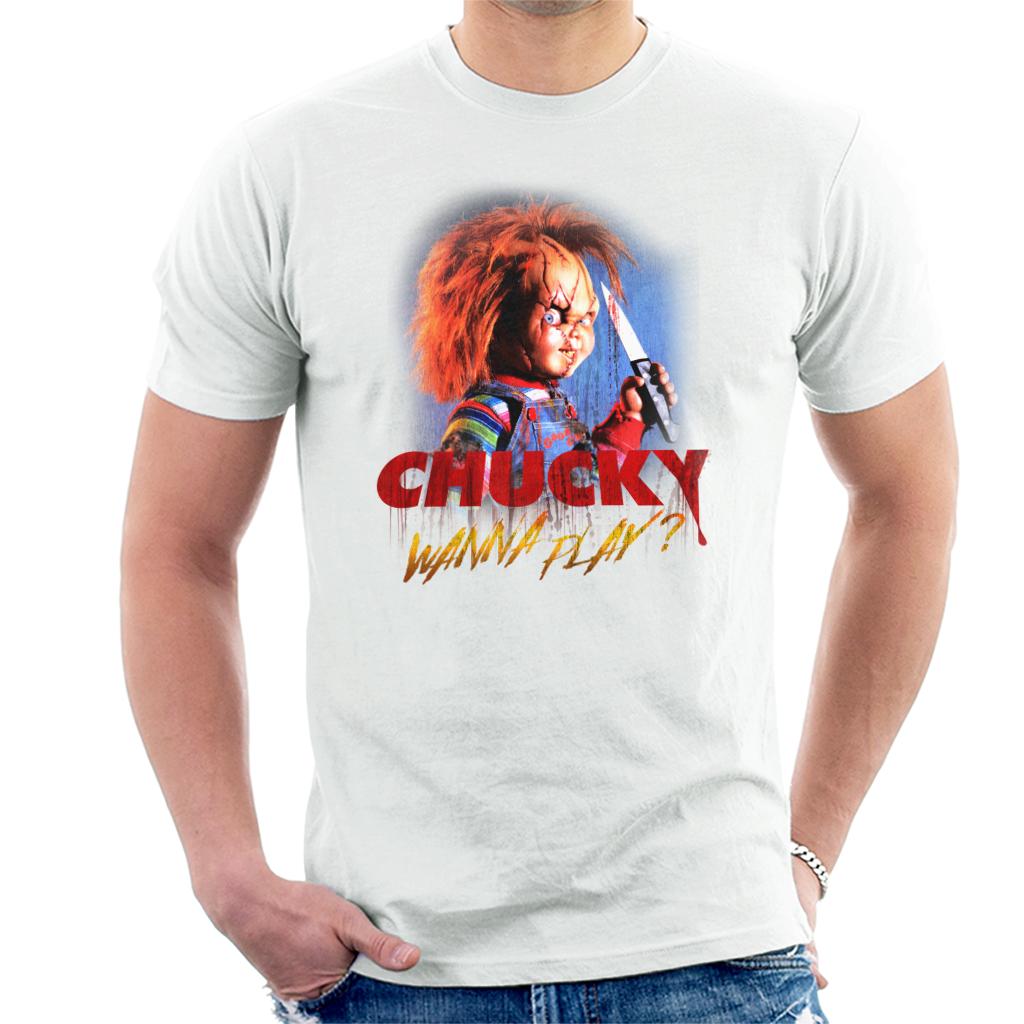 Chucky Wanna Play Crazed Face Men's T-Shirt-ALL + EVERY