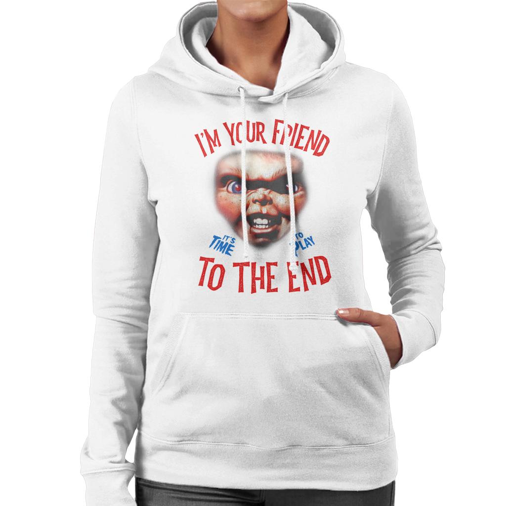 Chucky Im Your Friend To The End Women's Hooded Sweatshirt-ALL + EVERY