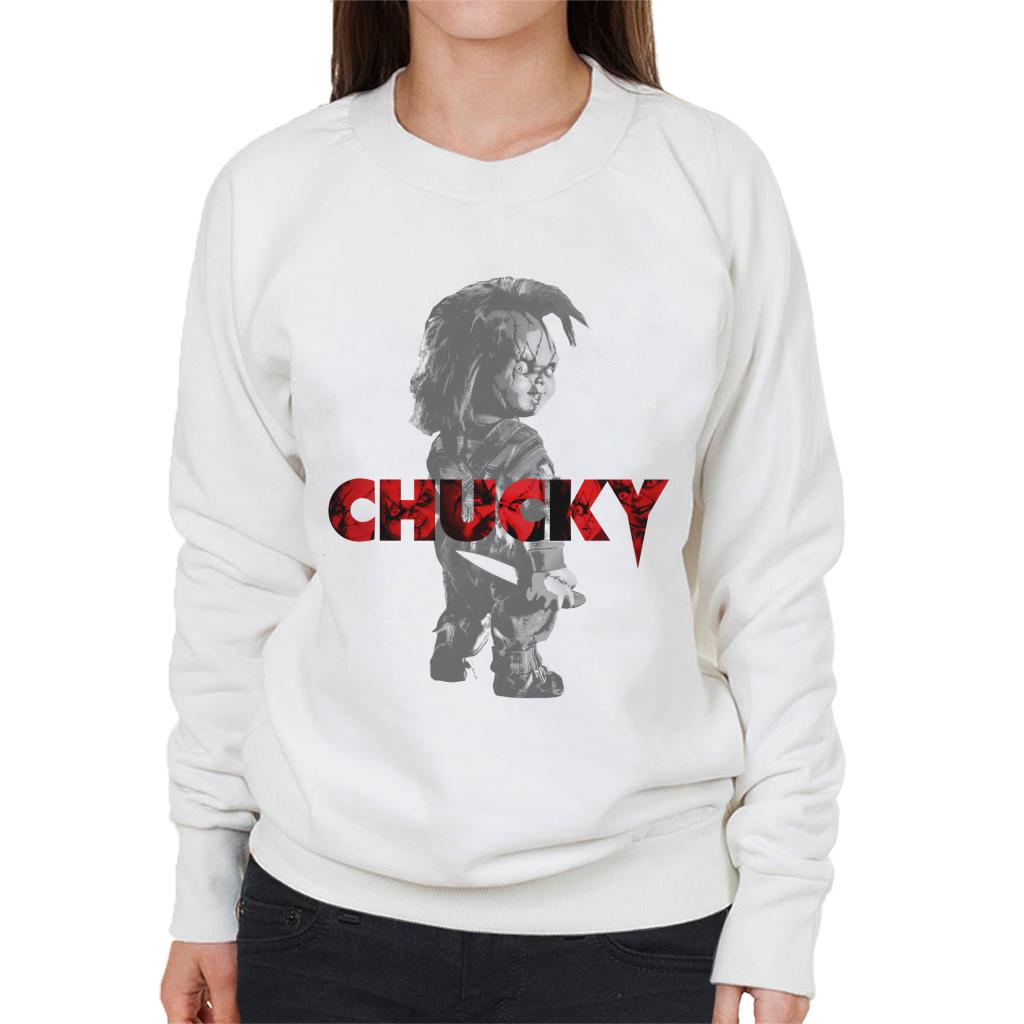 Chucky Looking Backwards Women's Sweatshirt-ALL + EVERY