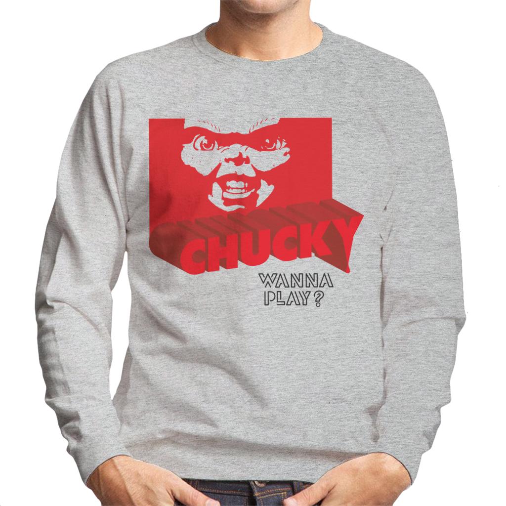 Chucky 3D Logo Wanna Play Men's Sweatshirt-ALL + EVERY