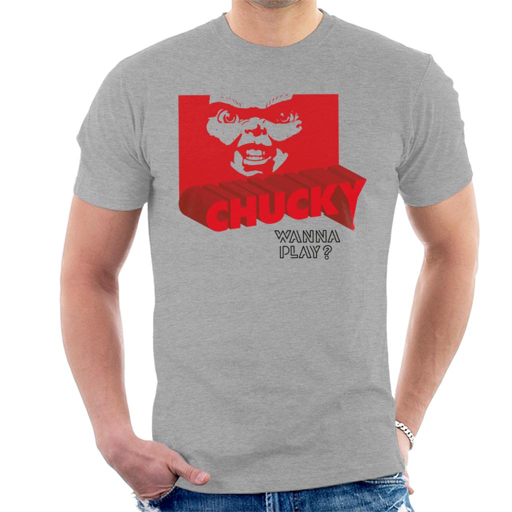 Chucky 3D Logo Wanna Play Men's T-Shirt-ALL + EVERY