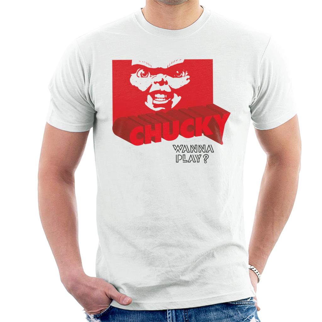 Chucky 3D Logo Wanna Play Men's T-Shirt-ALL + EVERY