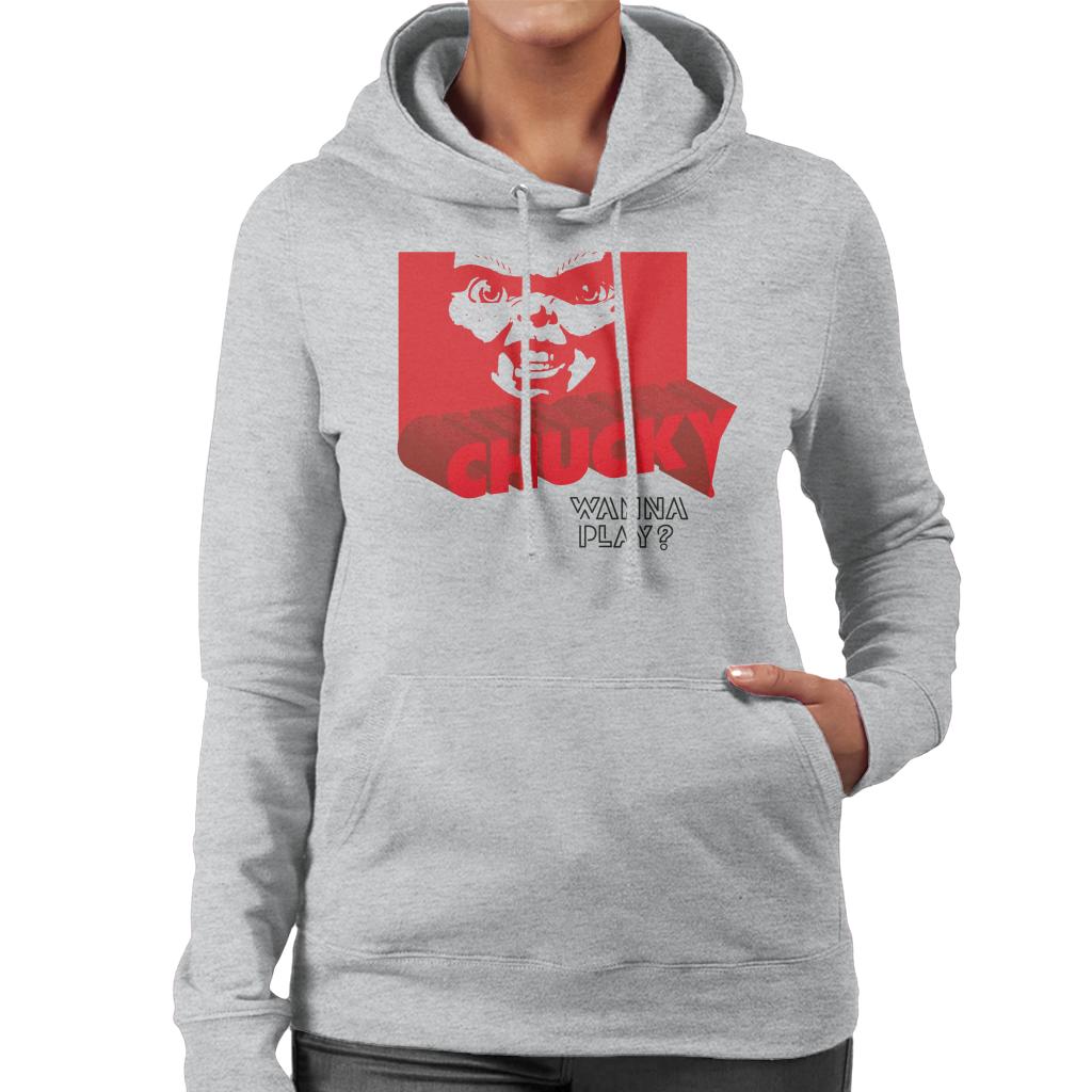 Chucky 3D Logo Wanna Play Women's Hooded Sweatshirt-ALL + EVERY