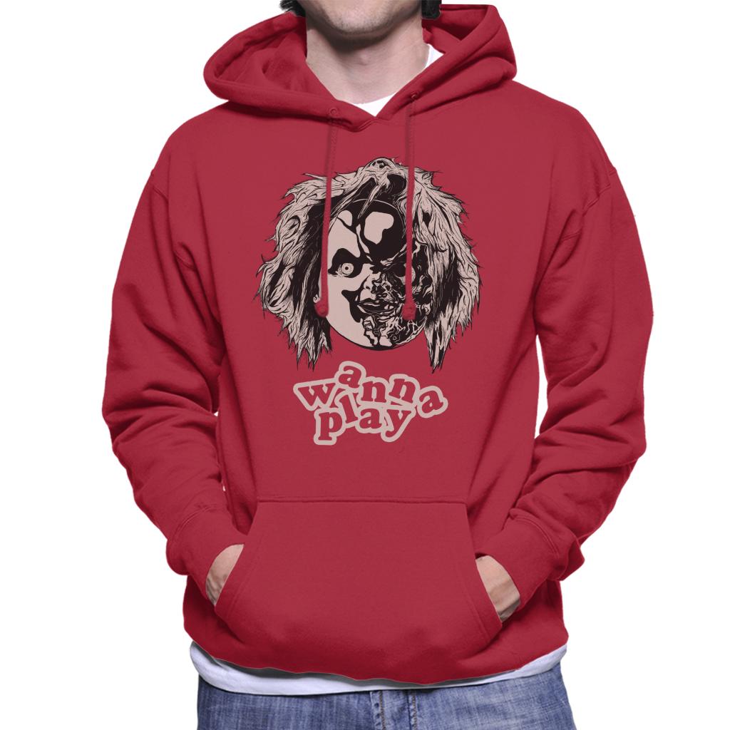 Chucky Half Face Wanna Play Men's Hooded Sweatshirt-ALL + EVERY