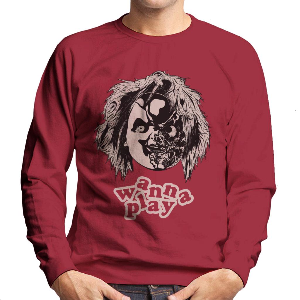 Chucky Half Face Wanna Play Men's Sweatshirt-ALL + EVERY