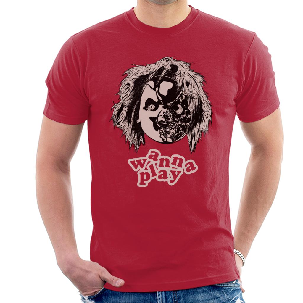 Chucky Half Face Wanna Play Men's T-Shirt-ALL + EVERY