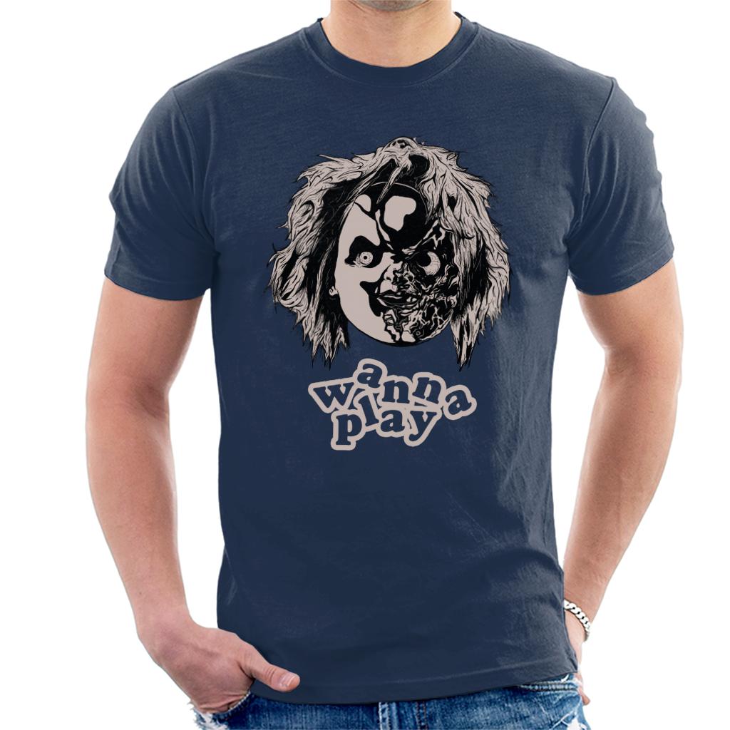 Chucky Half Face Wanna Play Men's T-Shirt-ALL + EVERY