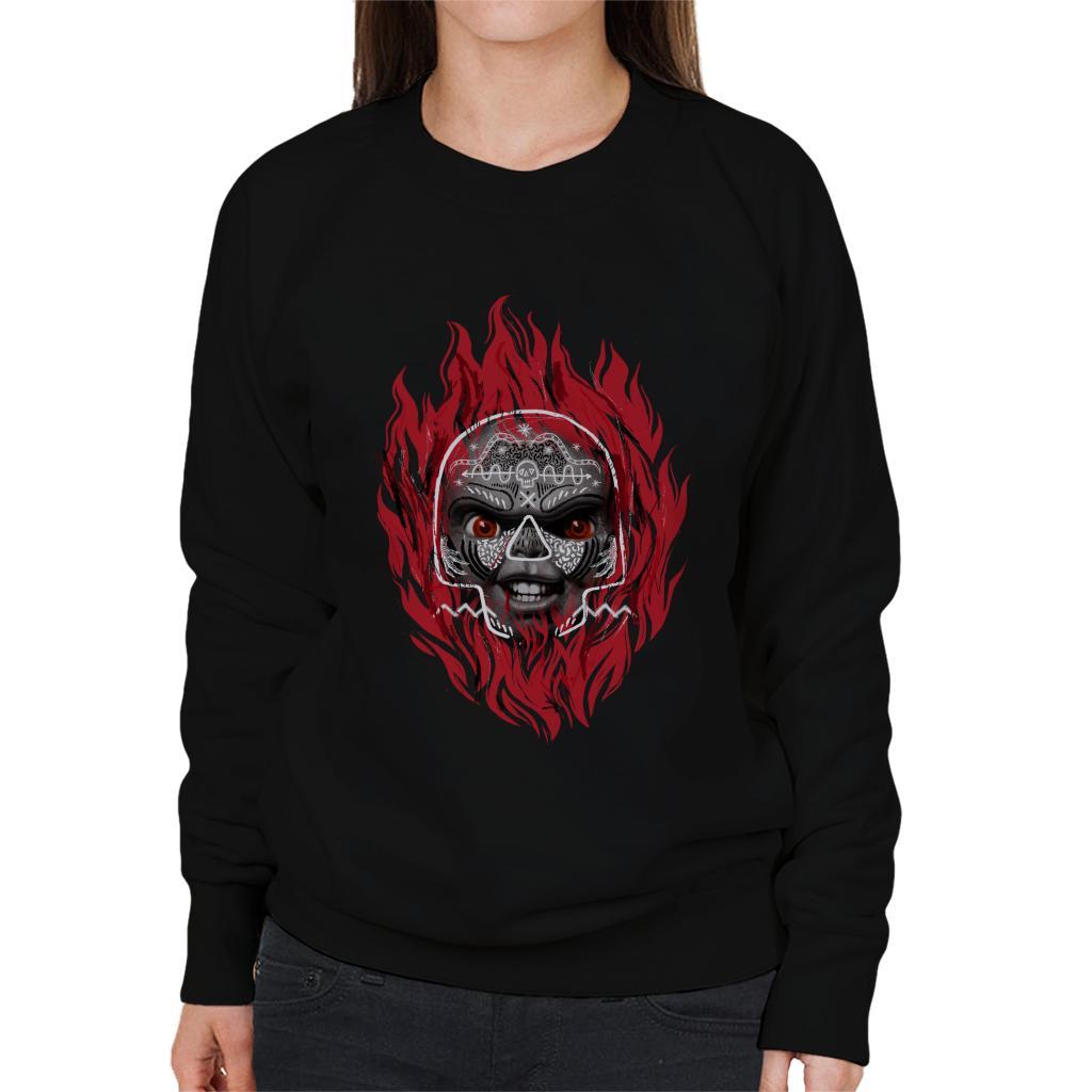 Chucky Flames Women's Sweatshirt-ALL + EVERY