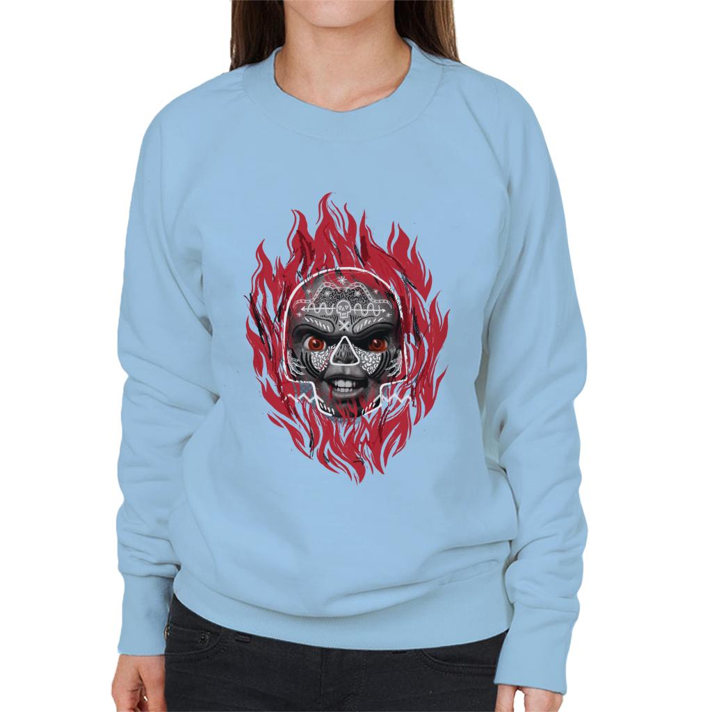 Chucky Flames Women's Sweatshirt-ALL + EVERY