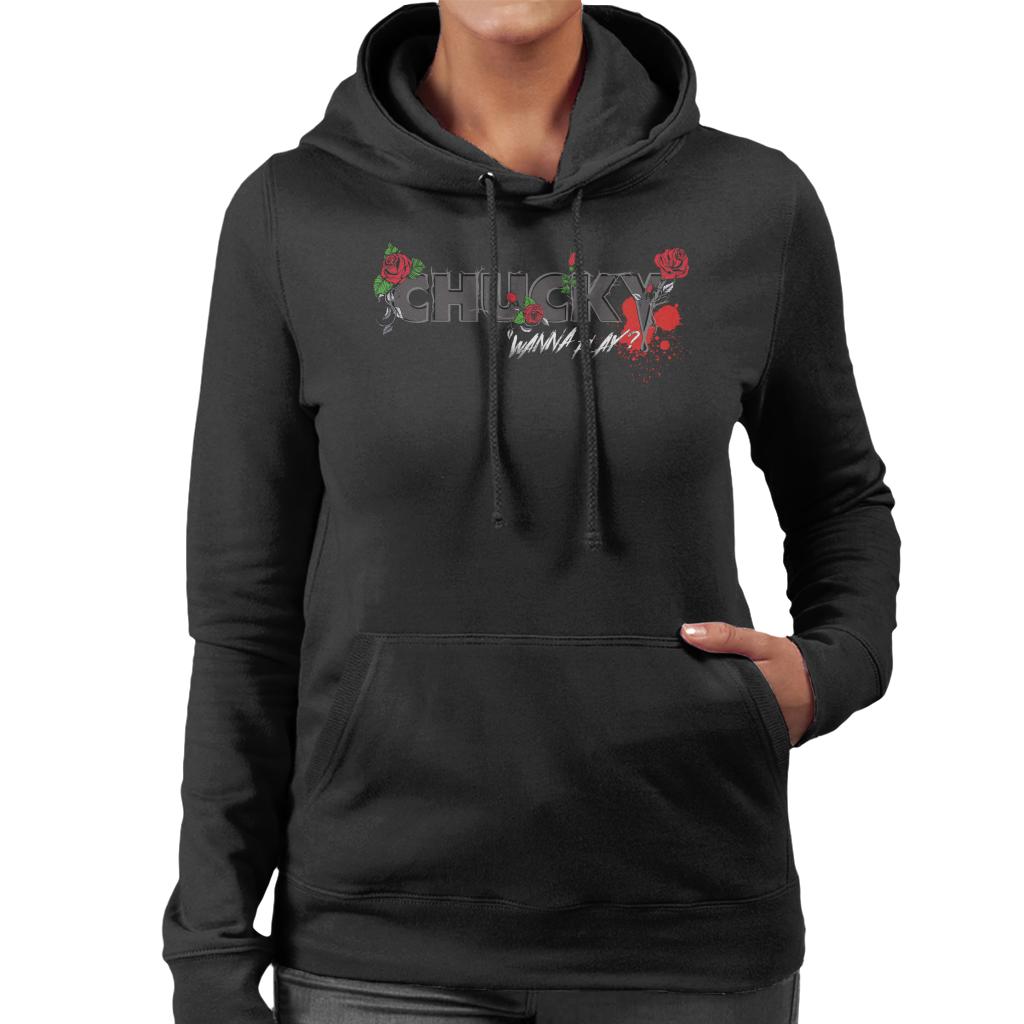 Chucky Wanna Play Floral Logo Women's Hooded Sweatshirt-ALL + EVERY