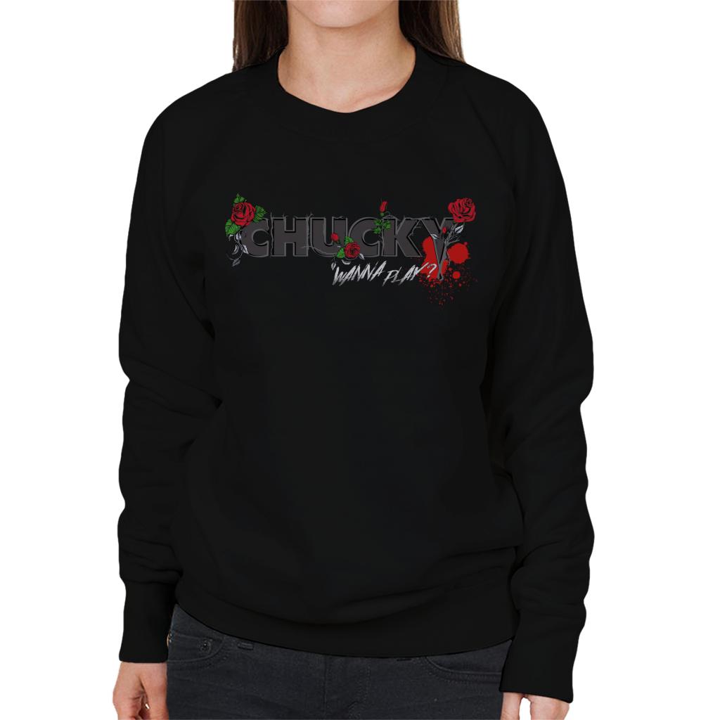 Chucky Wanna Play Floral Logo Women's Sweatshirt-ALL + EVERY