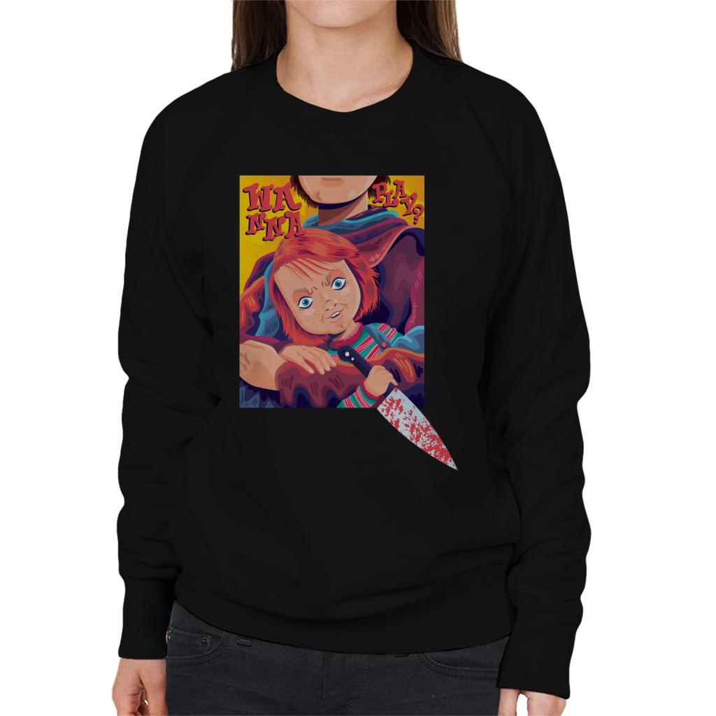 Child's Play Chucky Wanna Play Knife Women's Sweatshirt-ALL + EVERY