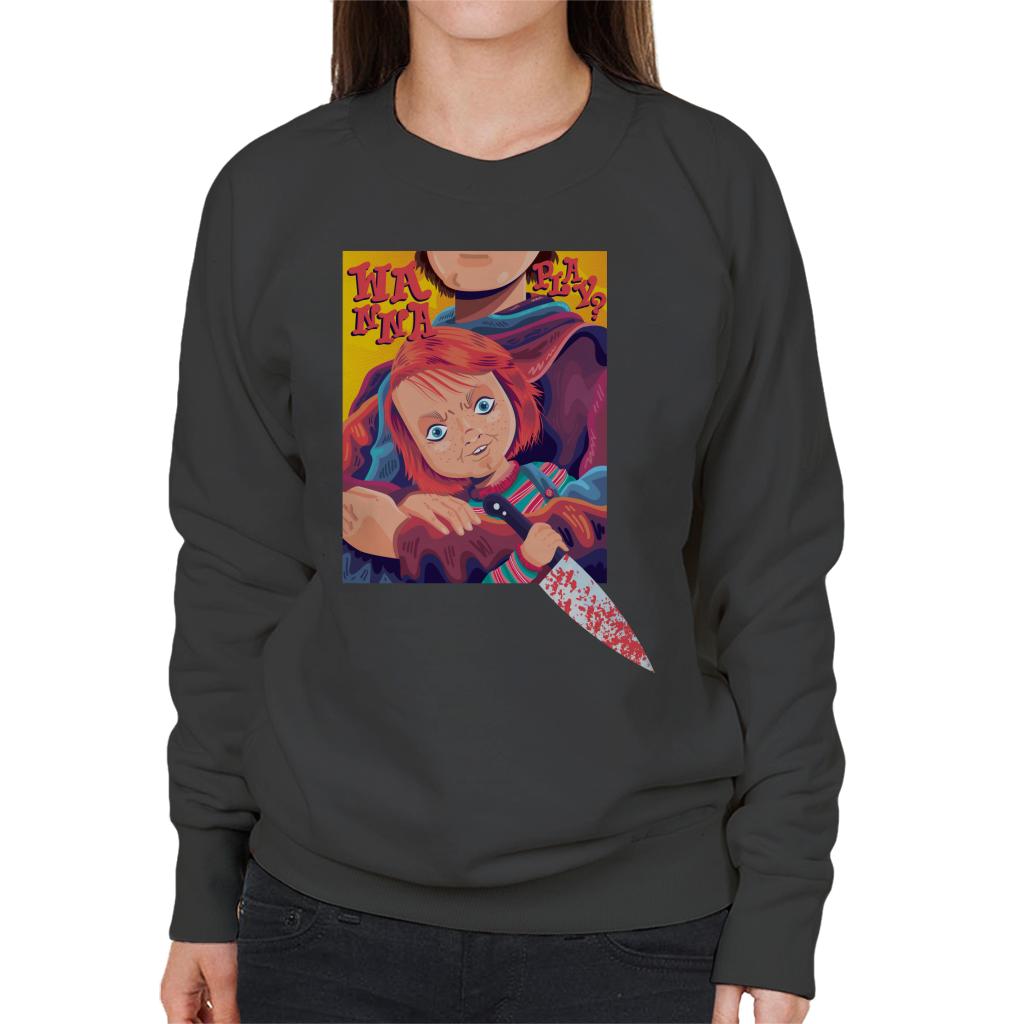 Child's Play Chucky Wanna Play Knife Women's Sweatshirt-ALL + EVERY