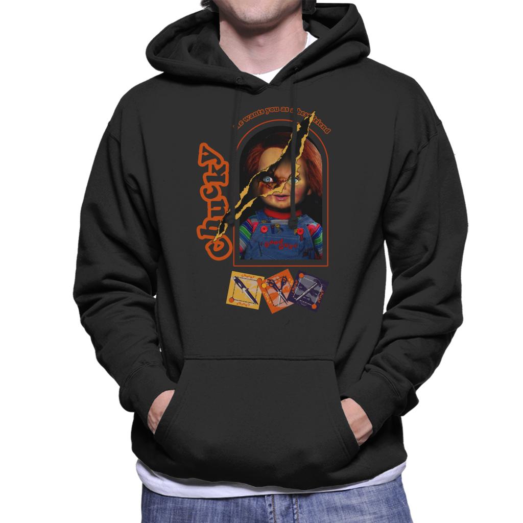 Child's Play Chucky He Wants You As A Best Friend Men's Hooded Sweatshirt-ALL + EVERY