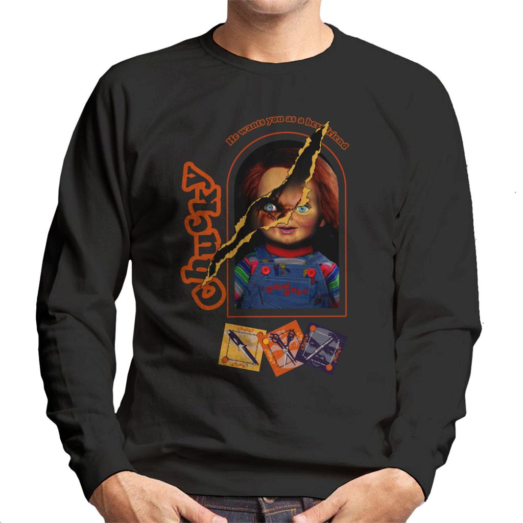 Child's Play Chucky He Wants You As A Best Friend Men's Sweatshirt-ALL + EVERY