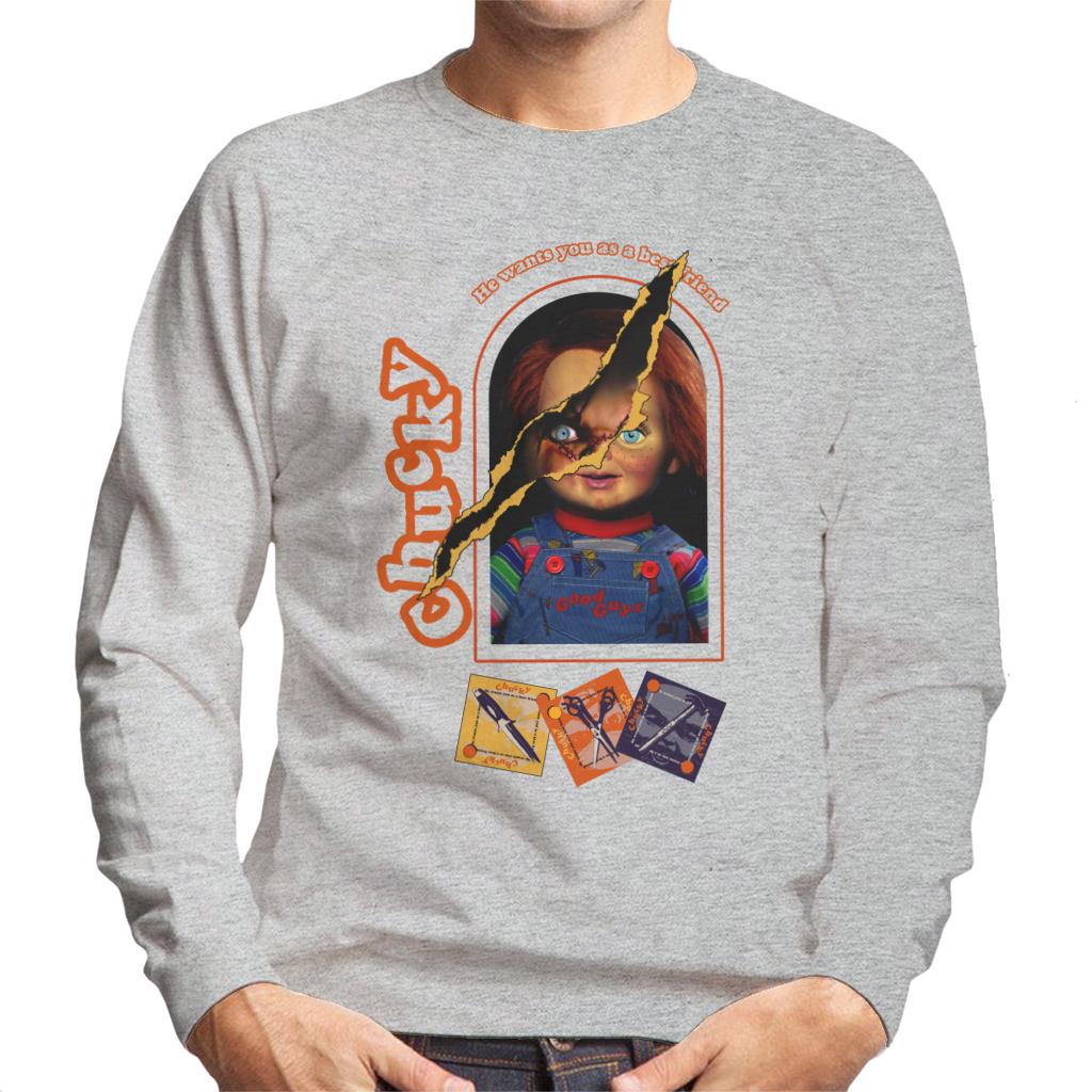 Child's Play Chucky He Wants You As A Best Friend Men's Sweatshirt-ALL + EVERY