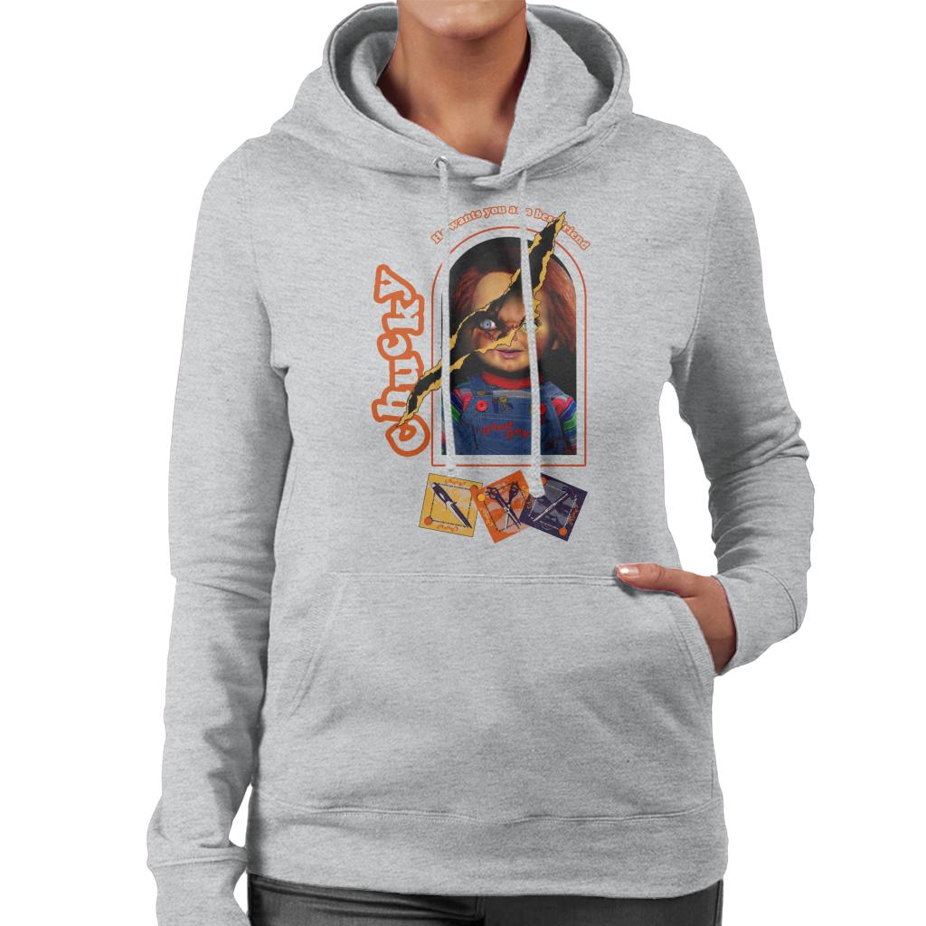 Child's Play Chucky He Wants You As A Best Friend Women's Hooded Sweatshirt-ALL + EVERY